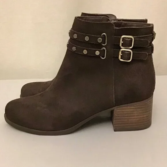 Koolaburra UGG 10 Gordana 1020132 Suede Ankle Boots Brown Booties Chunky Heels - Picture 12 of 12
